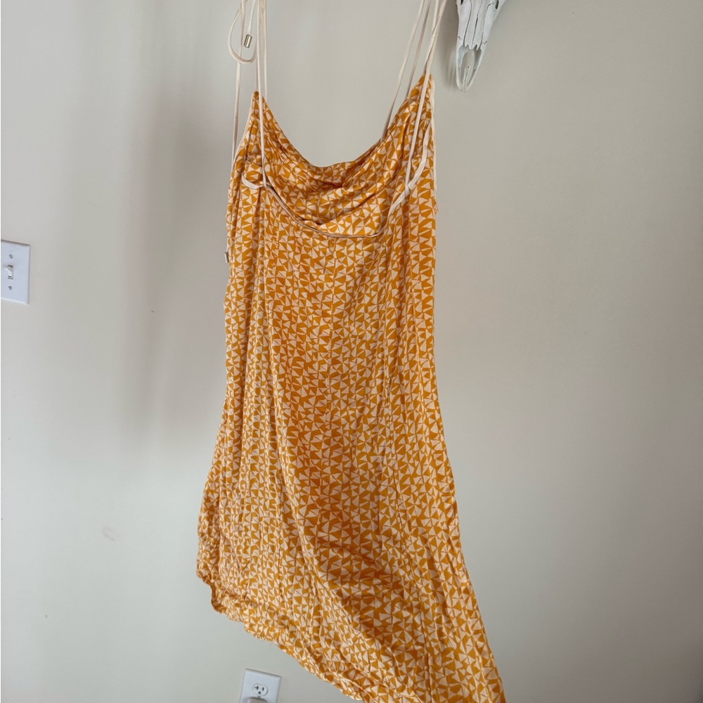 Free People Mustard Yellow Geometric Slip Dress